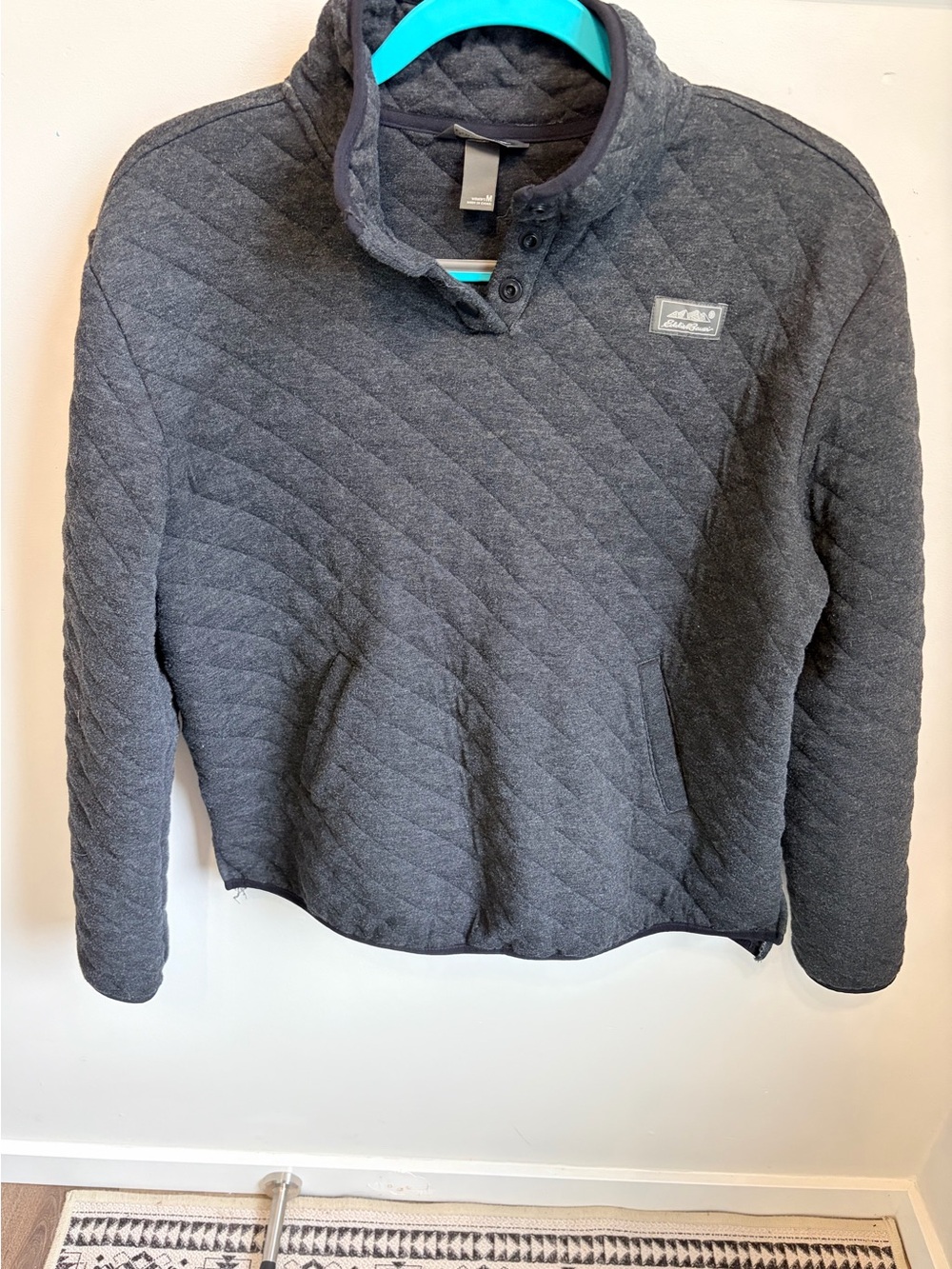 Eddie Bauer Women’s Quilted 1/4 Snap Mock Neck Sweater